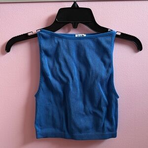 Cotton On Blue Ribbed Crop Top